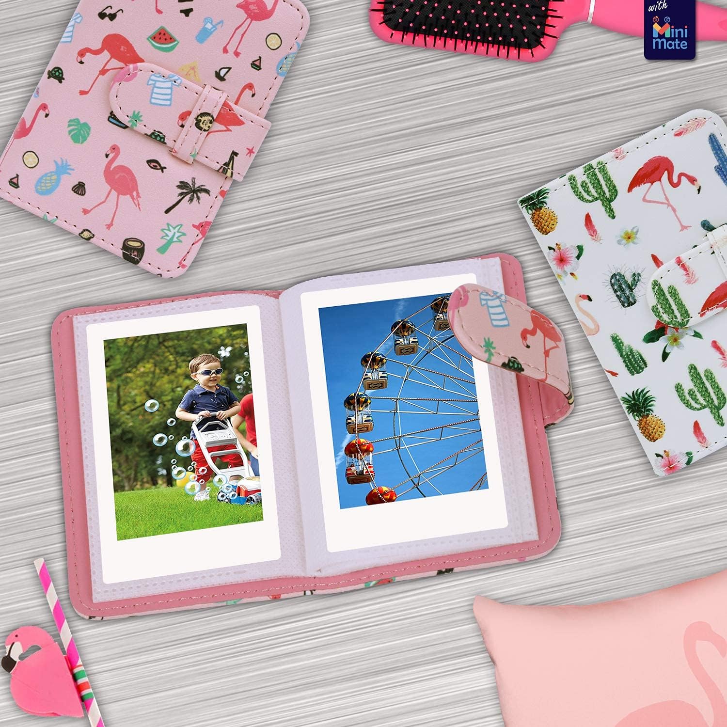 Instax Mini 11 Instant Camera Sky Blue + Custom Case Fuji Film Value Pack (50 Sheets) Flamingo Designer Photo Album for instax Photos - Image 3