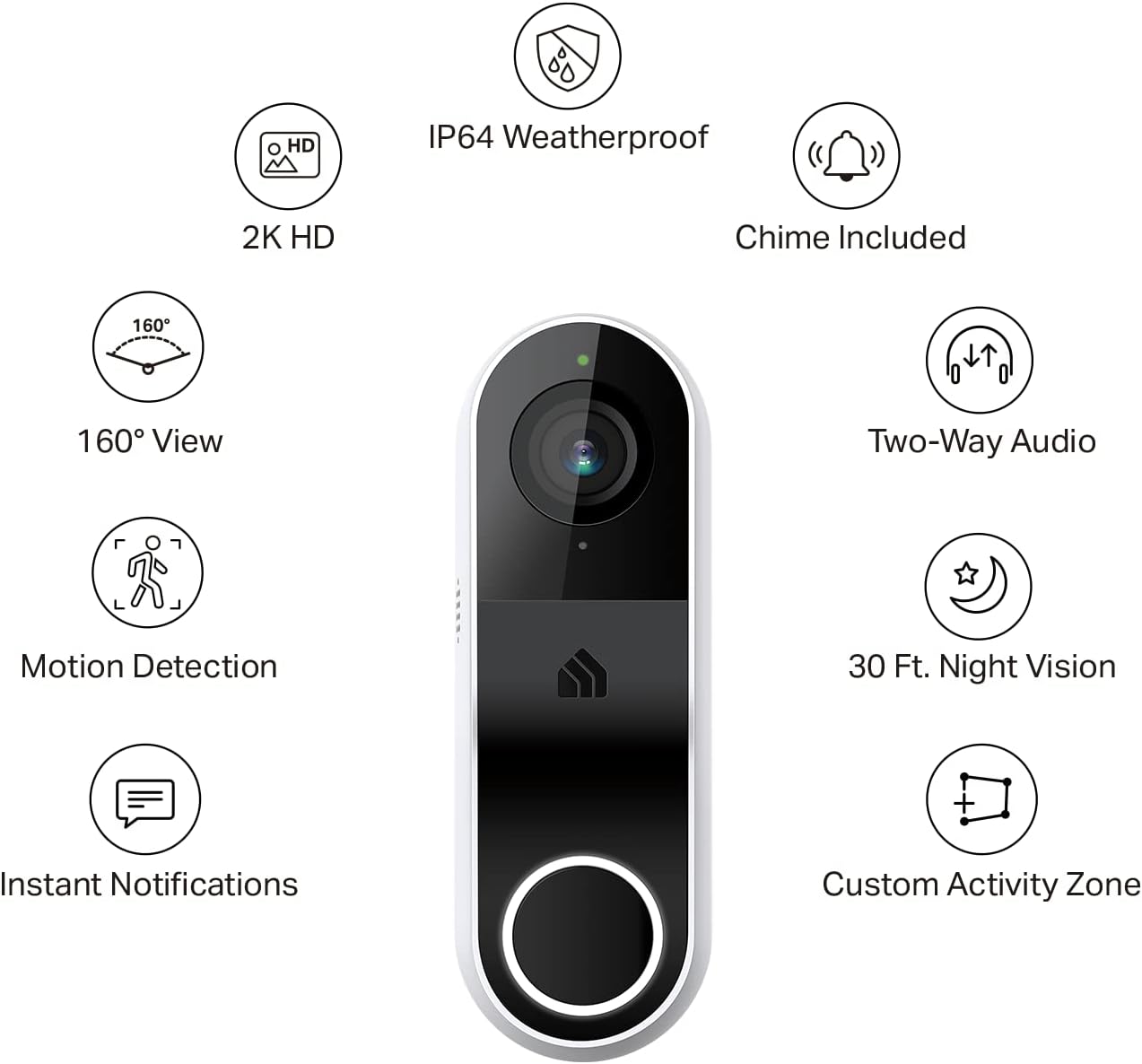 Kasa Smart Video Doorbell Camera Hardwired w/ Chime, 2K Resolution, Always-on Power, Night Vision, 2-Way Audio, Real-Time Notification, Cloud & SD Card Storage, Works w/ Alexa & Google Home (KD110) - Image 2