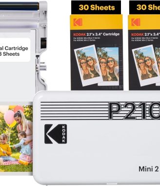 Mini 2 Retro 4PASS Portable Photo Printer, 2.1x3.4 inches, 68 Sheets Bundle, White