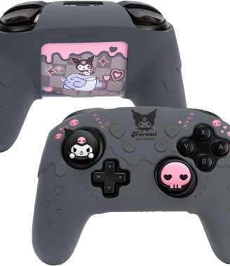 Switch Pro Controller Skin Set,Cute Soft Silicone Protective Cover Skin,Anti-Slip Protective Case for Switch Pro Controller with 2 Thumb Grip Caps and 1 Sticker