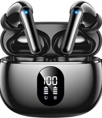 Wireless Earbuds, Bluetooth Ear Buds with Big Bass Stereo Sound, 48 Hours Playtime, Lightweight in-Ear Fit Earphones, IPX7, Hands-Free Calls with AI for iPhone, Android, Pad, Sports, Workout
