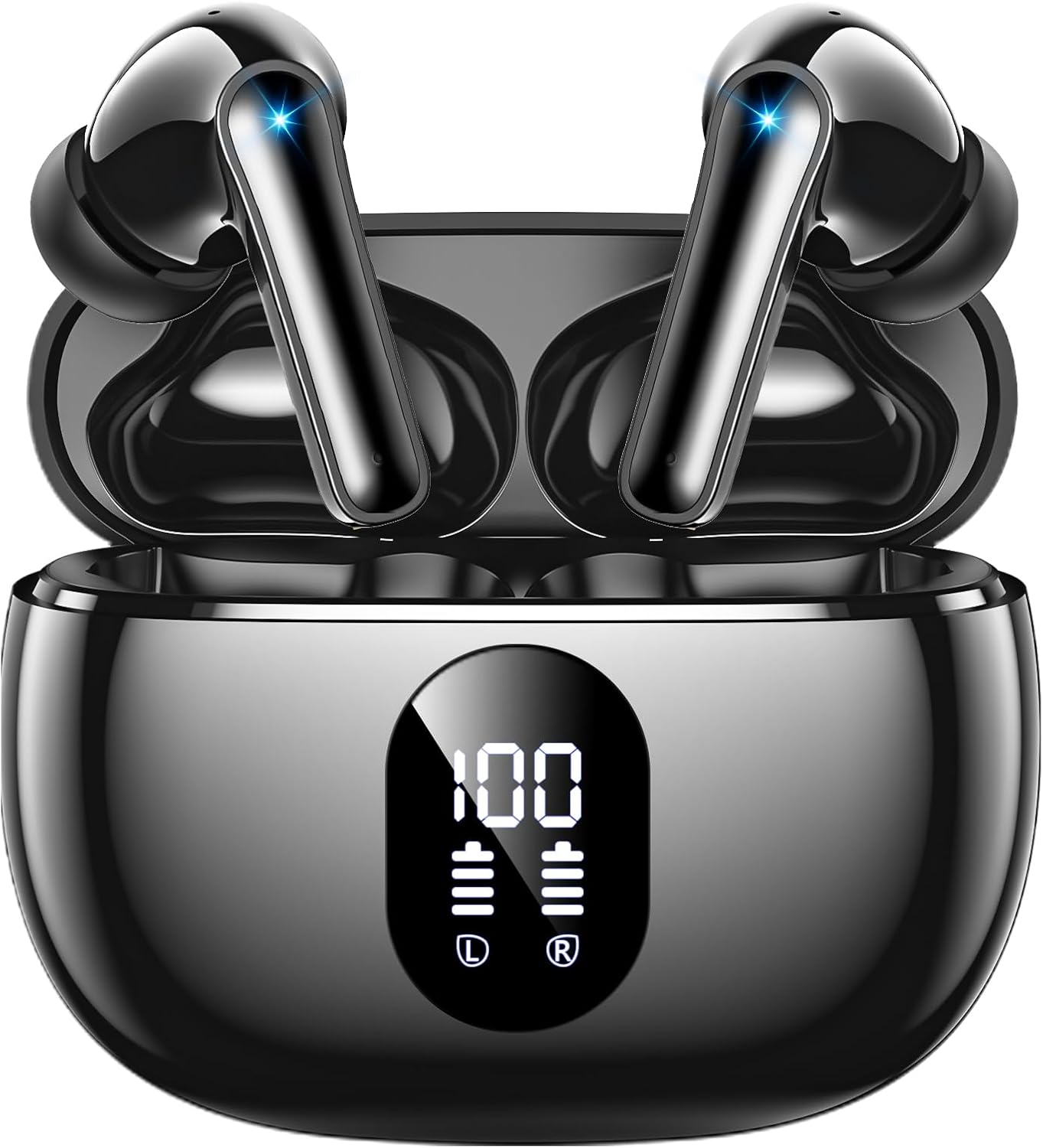 Wireless Earbuds, Bluetooth Ear Buds with Big Bass Stereo Sound, 48 Hours Playtime, Lightweight in-Ear Fit Earphones, IPX7, Hands-Free Calls with AI for iPhone, Android, Pad, Sports, Workout