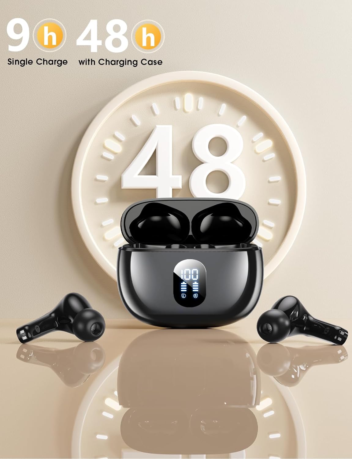 Wireless Earbuds, Bluetooth Ear Buds with Big Bass Stereo Sound, 48 Hours Playtime, Lightweight in-Ear Fit Earphones, IPX7, Hands-Free Calls with AI for iPhone, Android, Pad, Sports, Workout - Image 3